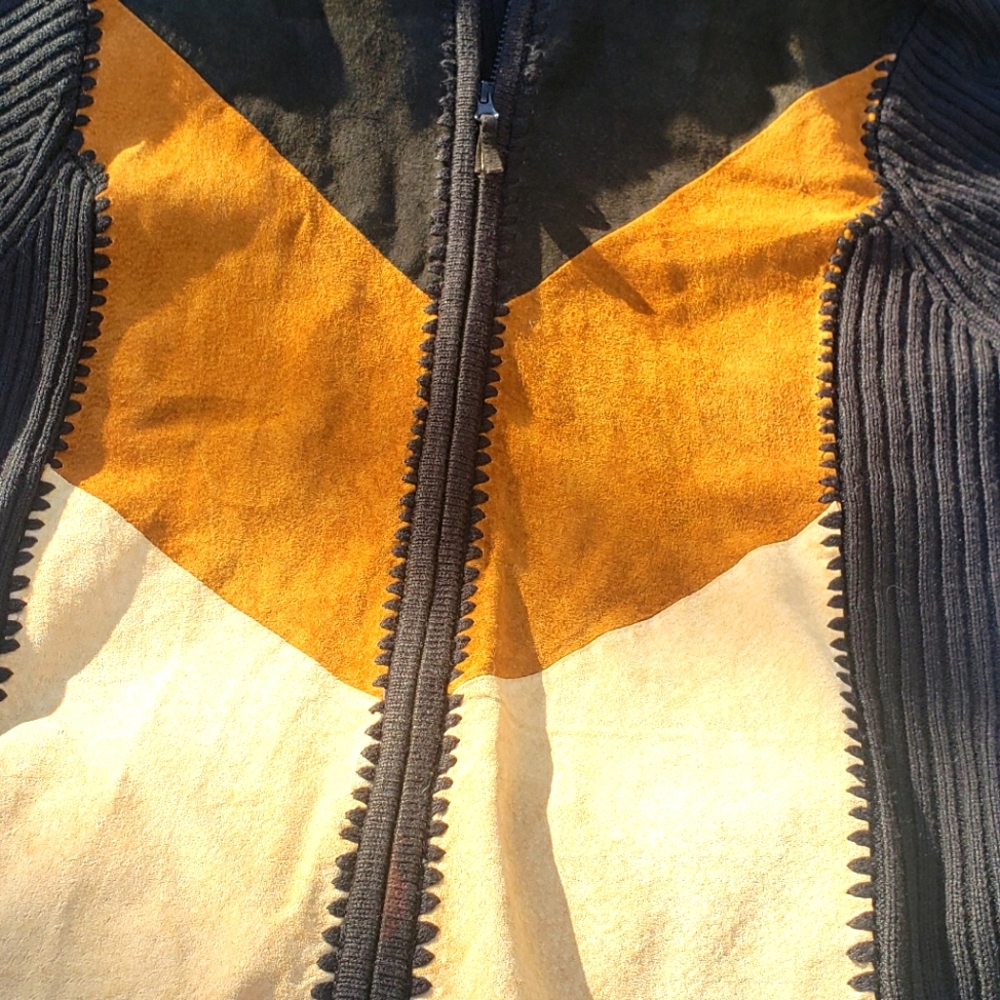 Vintage leather breasted ribbe sweater